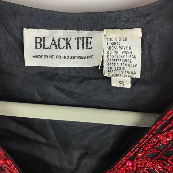 Vintage 80s Black Tie He-Ro Sequin Beaded Jacket - Picture 4 of 8